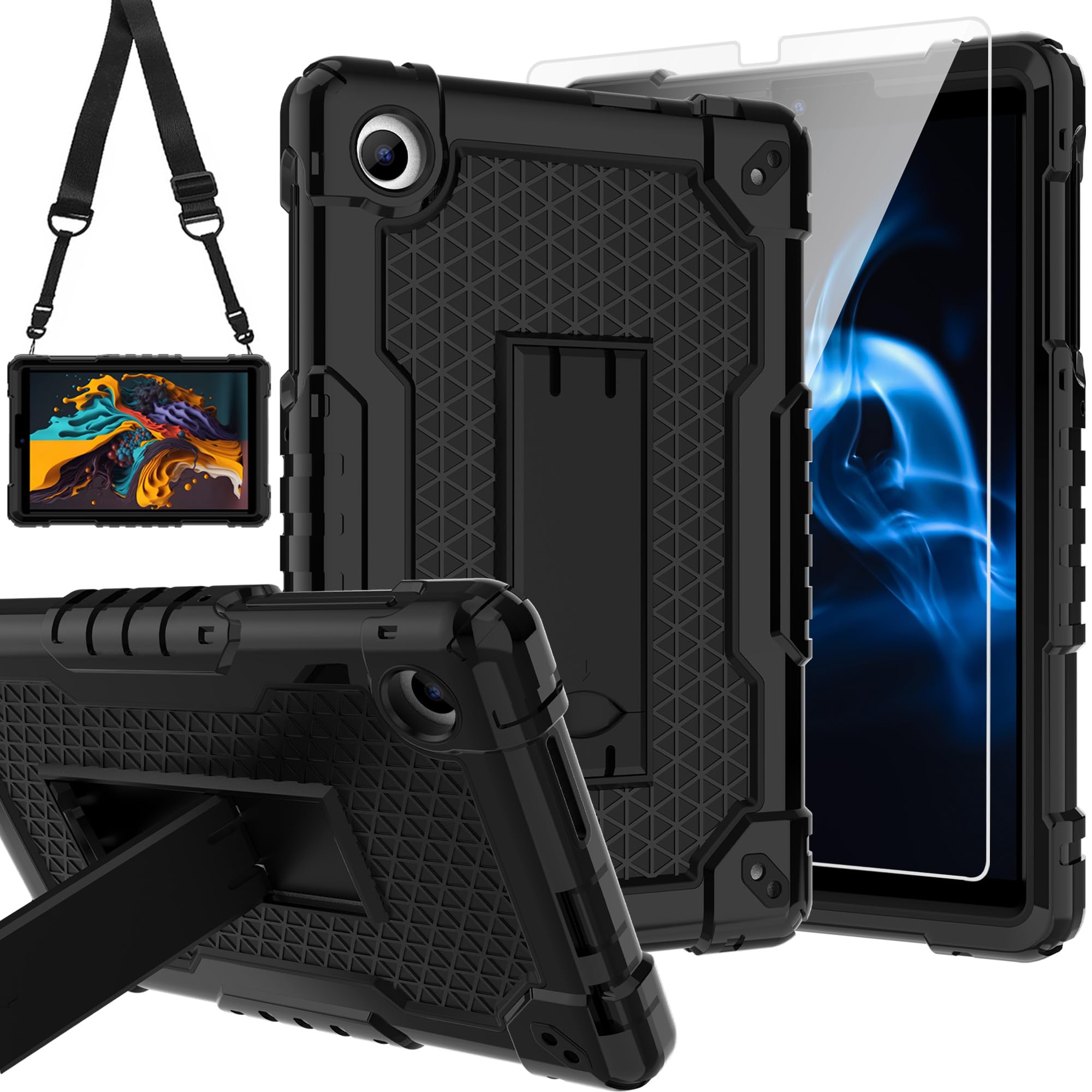 Doemoil for TCL Tab 8 V/TCL AT&T Tab 8 SE (6048E) Tablet Case with Screen Protector,Soft Silicone Rubber Heavy Duty Hybrid Had Back Shell Protection