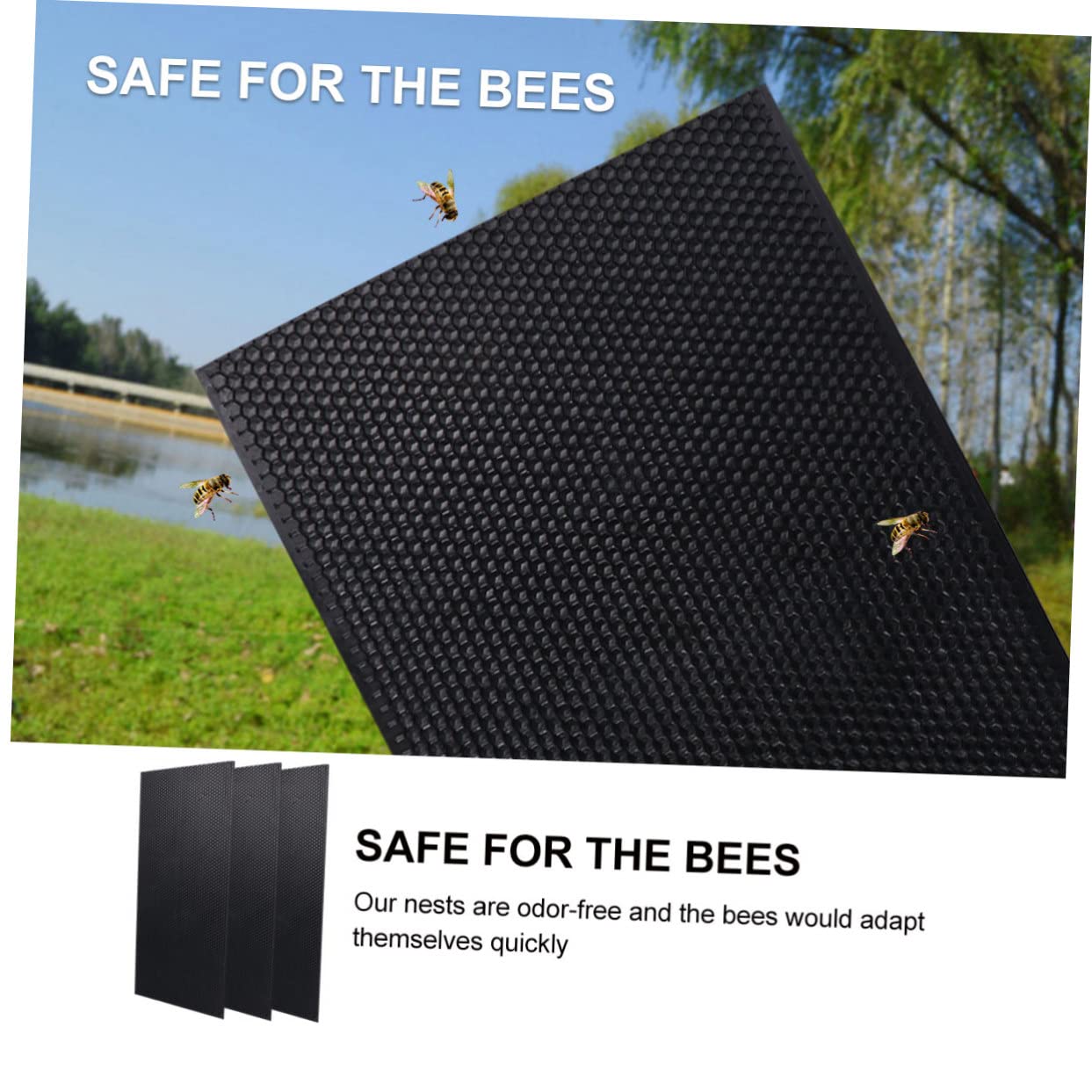 6 Stück Kunststoff Bienenstockbasis, Schwarz, Klassisch