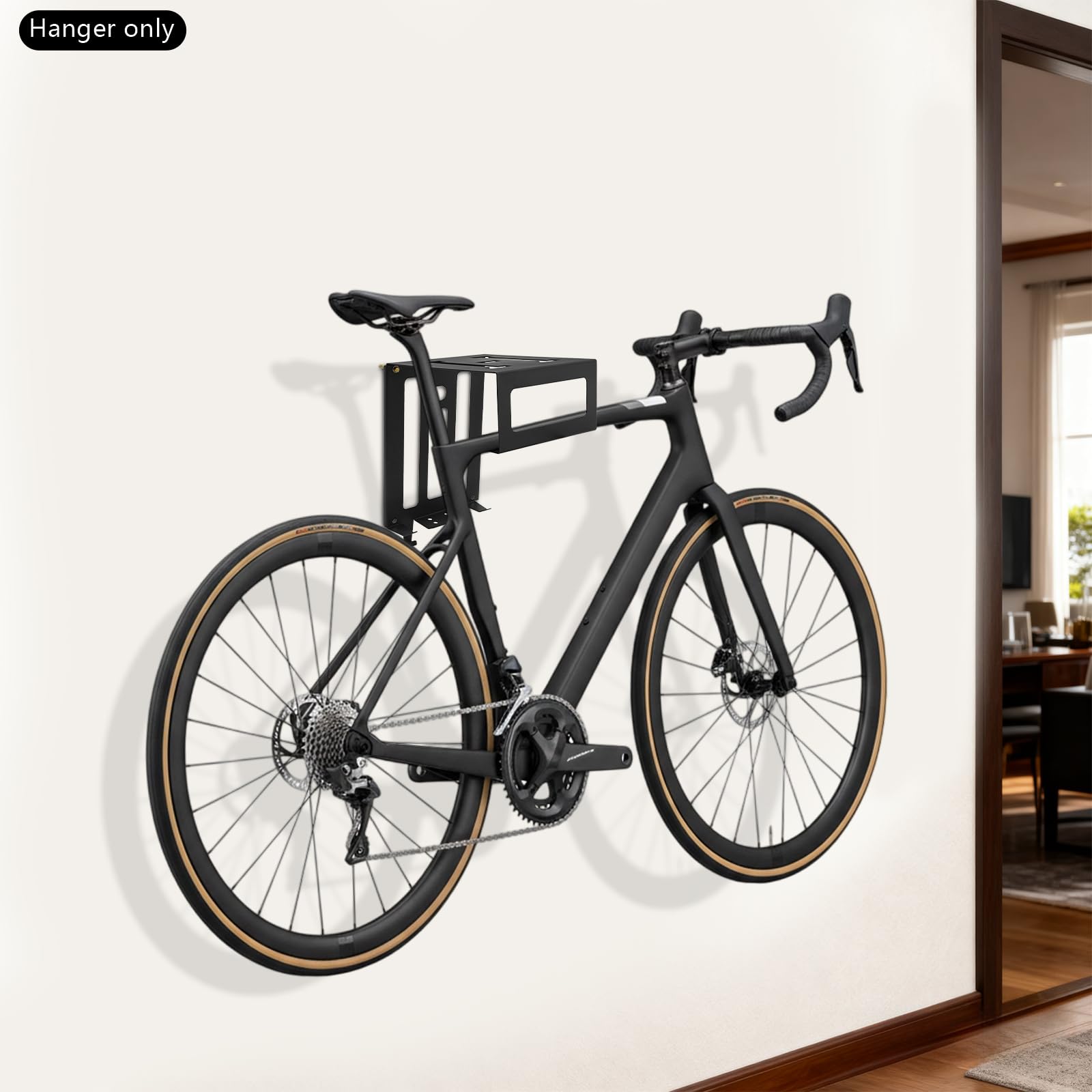 Soporte de pared para bicicleta de 25 kg, soporte de pared para garaje con almohadilla protectora, soporte de pared para bicicleta de carretera, también para cartuchos de casco y zapatos