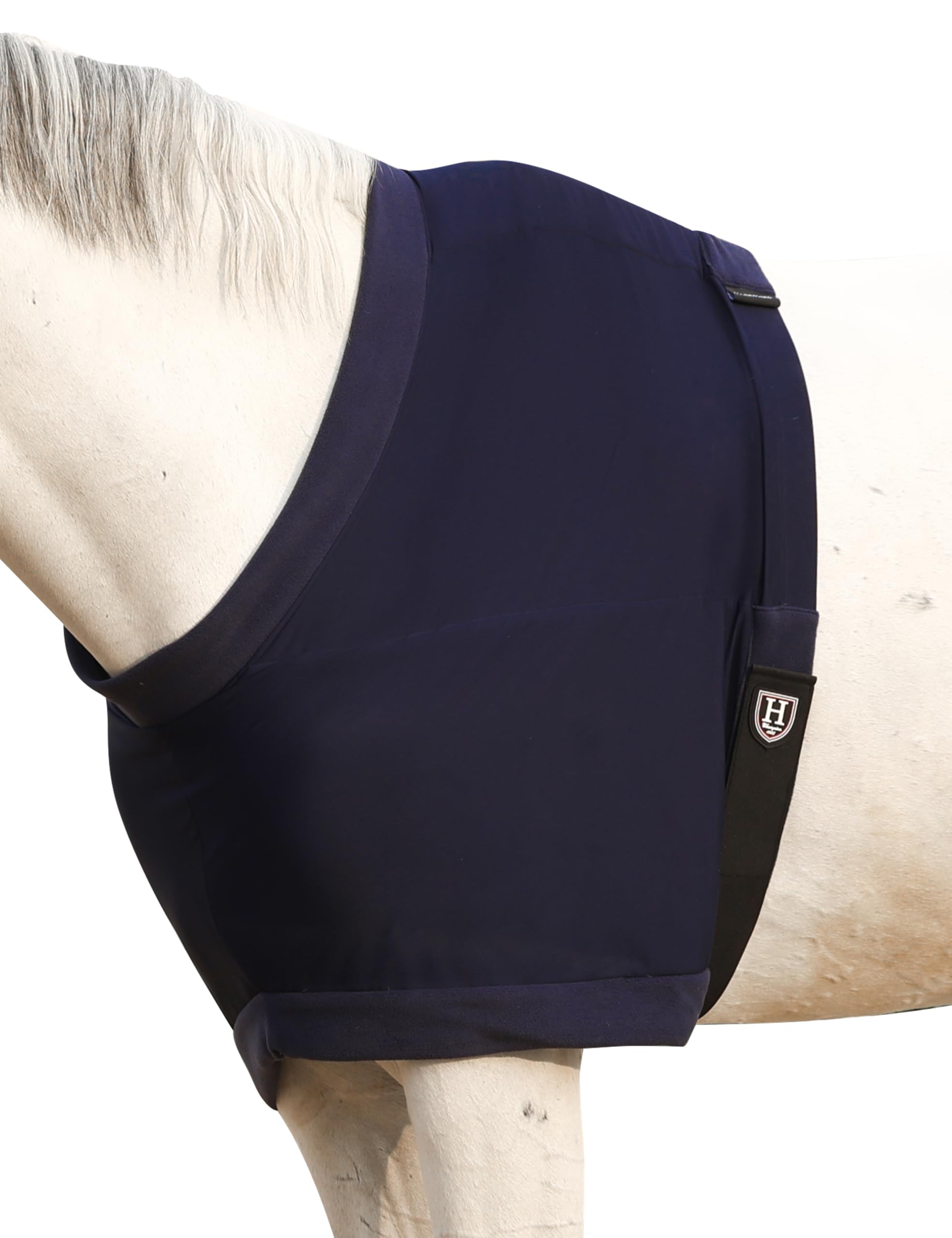 Harrison Howard Spalla per cavallo, spessa, elastica, con fodera interna in morbido pile che aggiunge comfort previene lo sfregamento, colore blu navy, taglia L
