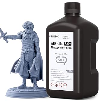 ELEGOO ABS-Like Resin 3.0+ 3.0 Plus - 2000g Grey Photopolymer Resin for MSLA/DLP/LCD 3D Printers | High Precision, Fast Curing, Scratch & Brittle Resistant | Smooth Surface Finish