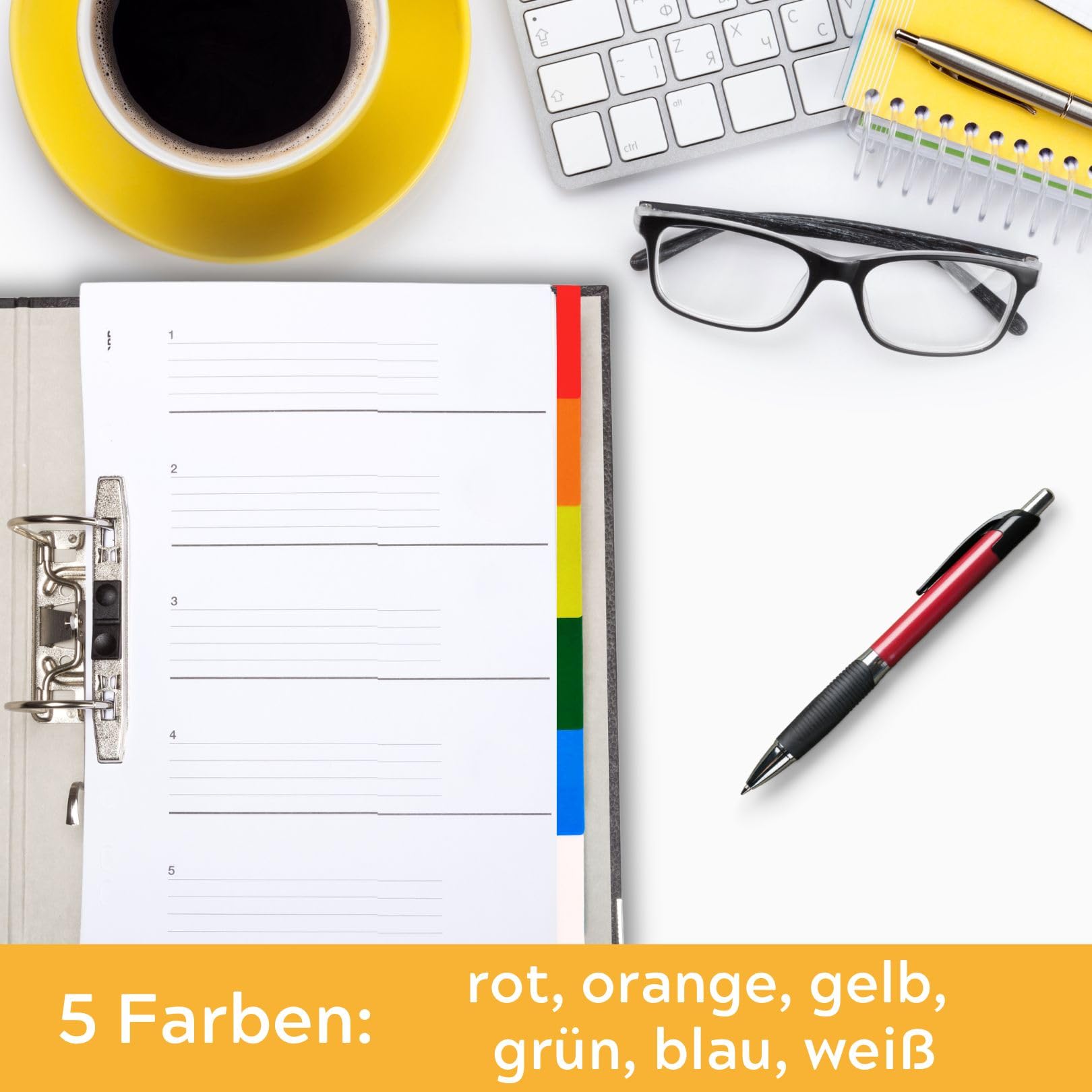 Divisori Per Raccoglitori A4 - Set Da 5 Con 6 Colori, Made In Germany - Foto 7
