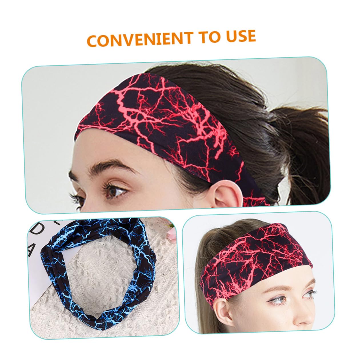 INOOMP 8piezas Bandas para Sudor Multifuncionales Deportivas Transpirables Accesorios Cabello Color Rojo y Azul