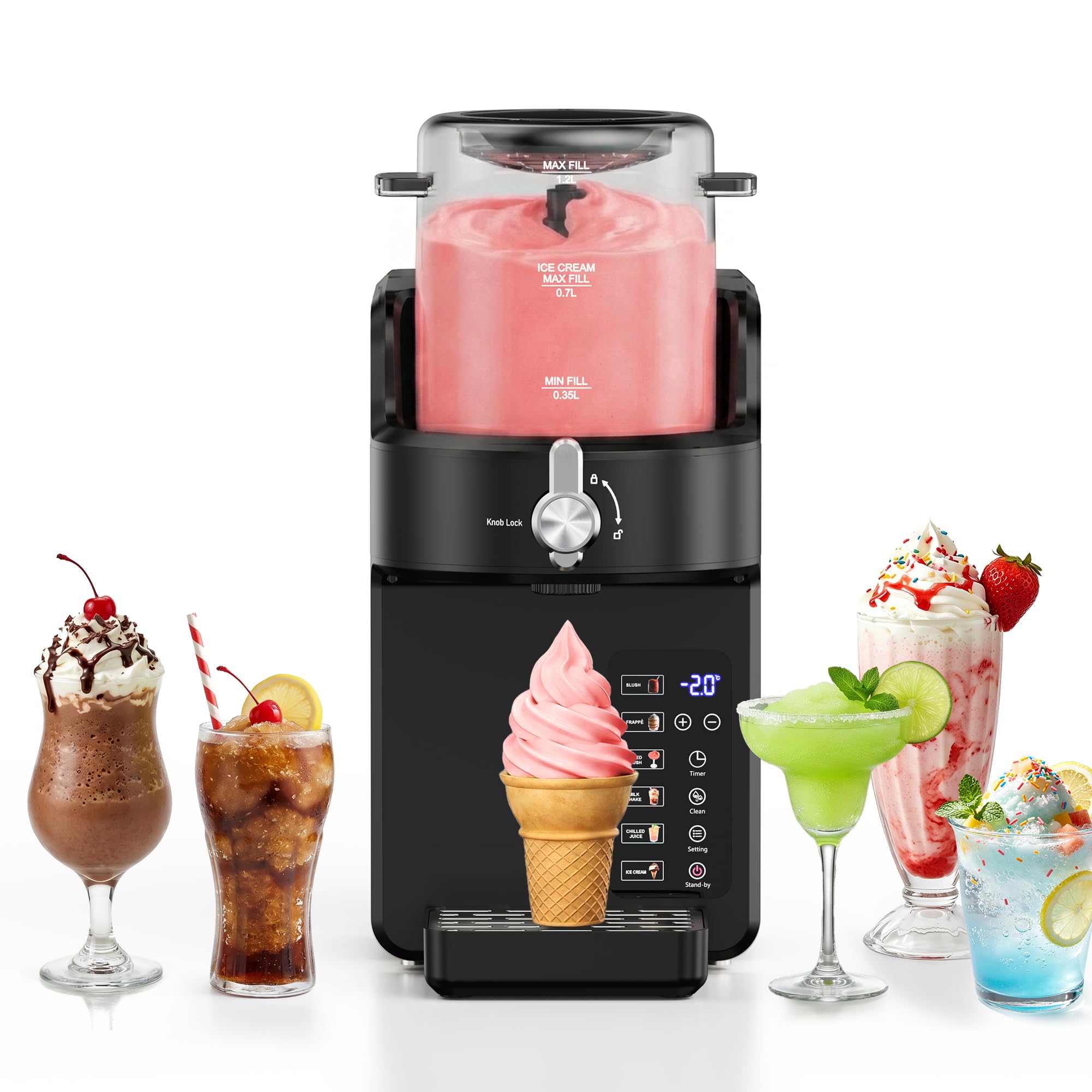 Photo 1 of Slushie Machine for Home, 2-in-1 Slushy & Soft Serve Ice Cream Maker with Rapid Chill and 6 Presets, 15-Min Fast Slush, No Ice Required, Frozen Slush Milkshake Margaritas Frappés for Family & Parties