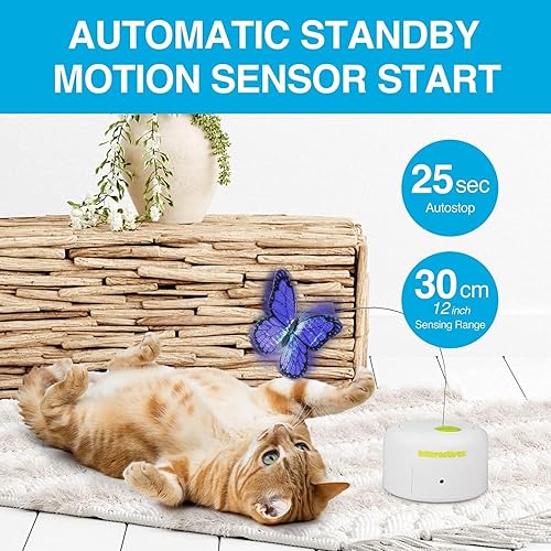 Miniatura 3 de ALL FOR PAWS Juguetes para gatos con movimiento activado juguetes interactivos mariposa revoloteante para enriquecimiento de gatitos con un
