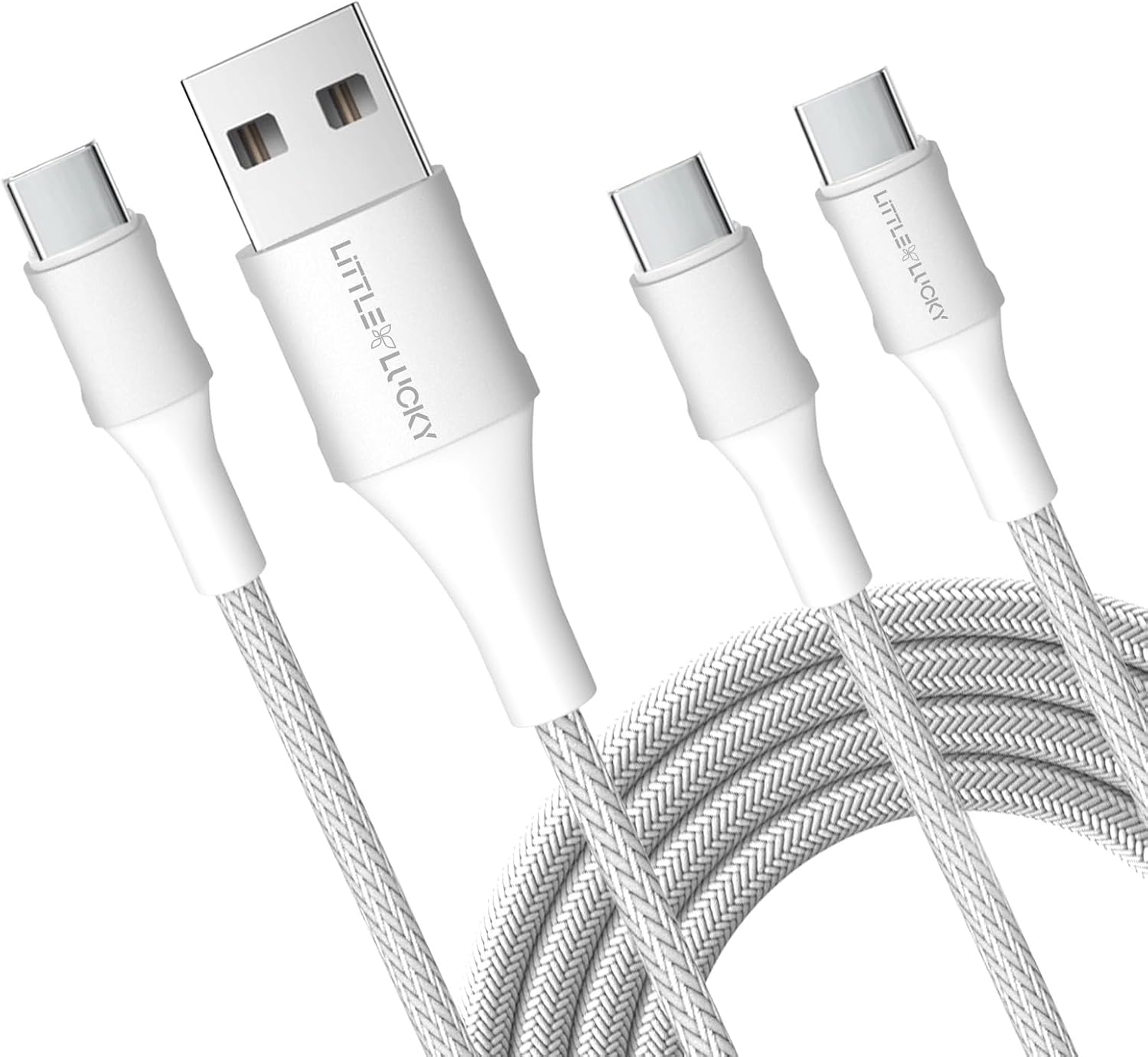 littlelucky 2 Pack Braided USB-A to C & Type-C to C Cable Set