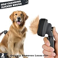 Vista 18 de 3 piezas de cepillo de limpieza autolimpiante, rastrillo de aseo de mascotas y cepillo de baño para perros, gatos y caballos Peine