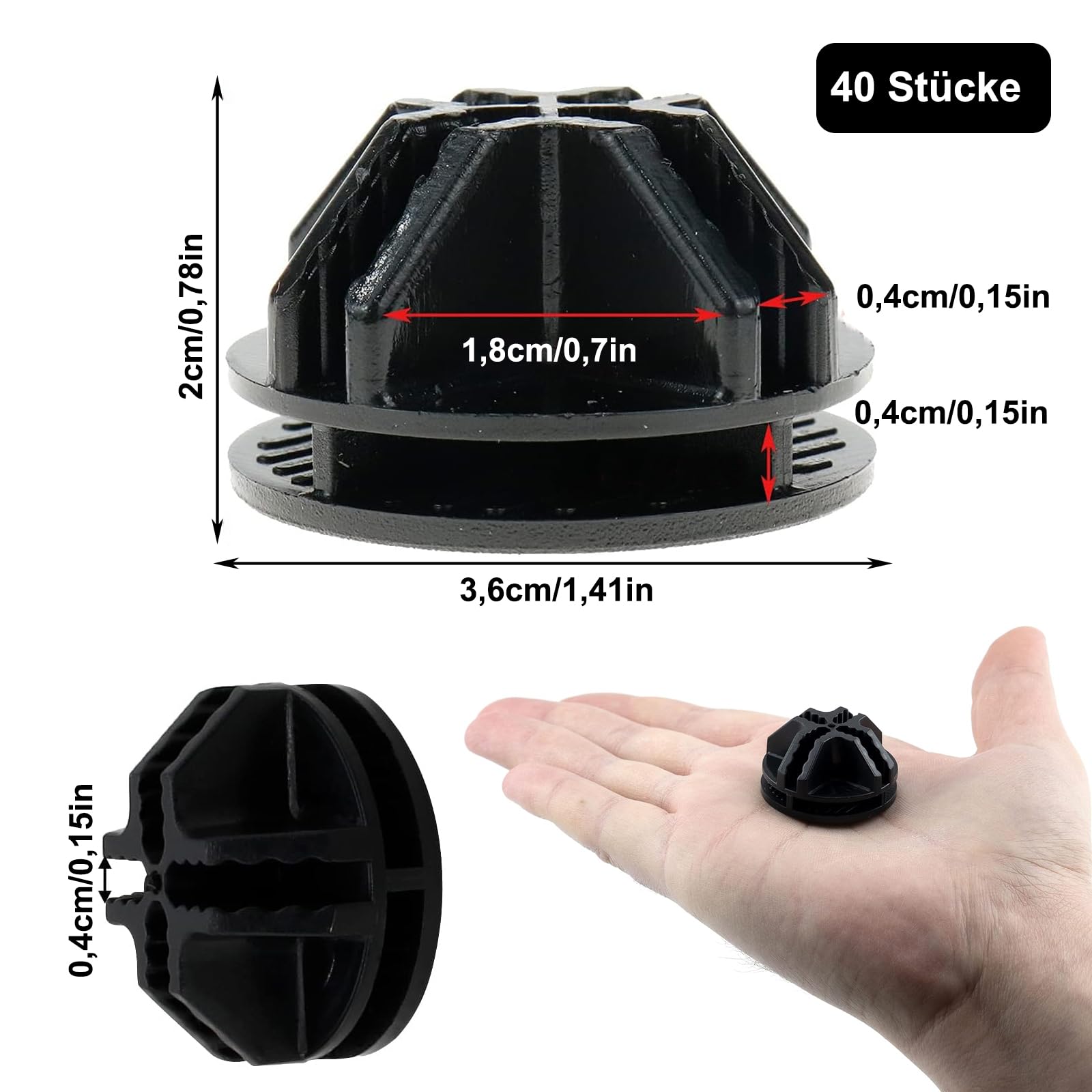 Conector de Cubo de Rejilla, 40pcs Estantería Modular, Conectores de Plástico para Almacenamiento, Negro