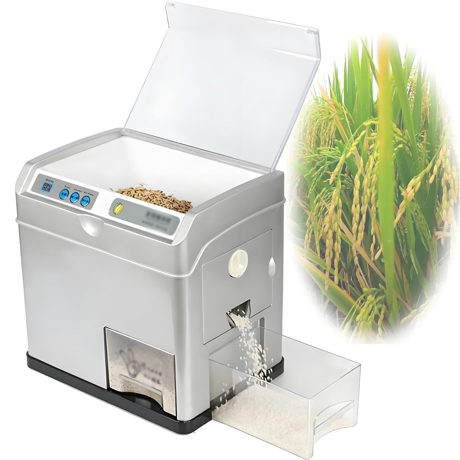 Macchina per la sbucciatura elettrica del riso,sbucciatrice automatica per riso,manopola di regolazione della lucidatura del riso (rotazione da 0 a 270 gradi),per famiglie e piccole aziende agricole