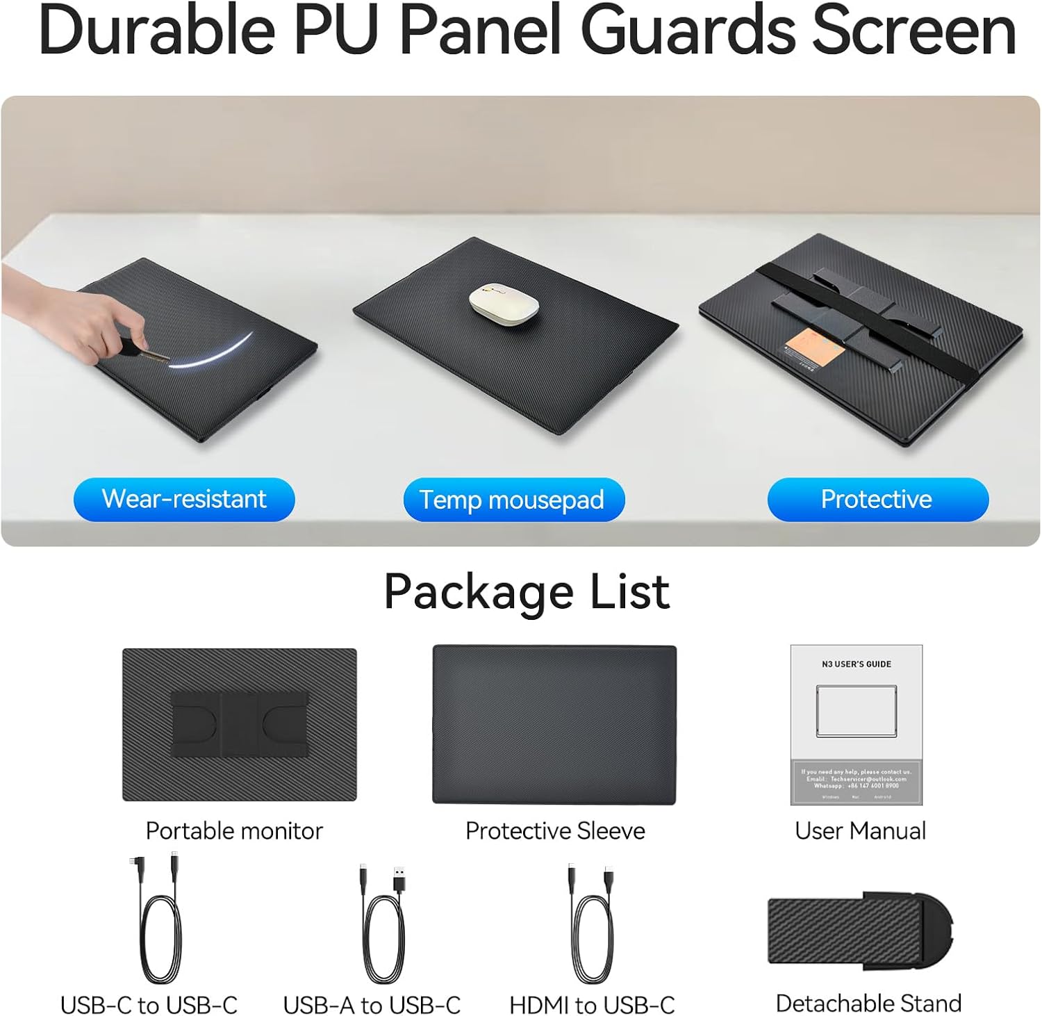 16" Portable Monitor for Laptop - 1200P FHD Travel Monitor for Laptop IPS LCD USB C/USB A/HDMI Second Screen with Stand Gaming Monitor for PC MAC Computer Switch Phone Xbox PS4/5 - Image 9