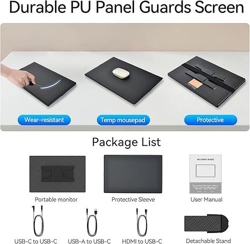 Miniatura 9 de Monitor portátil de 16 pulgadas para computadora portátil  Extensor de pantalla para portátil 1200P FHD HDMI USB C HDR de viaje doble pantalla