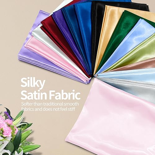 Miniatura 2 de Homiest Light Pink Satin Fabric by The Yard, 3 Yards x 58 Inch Charmeuse Satin Fabric Silky & Shiny Cloth Fabric, Smooth Bridal Satin Fabric for