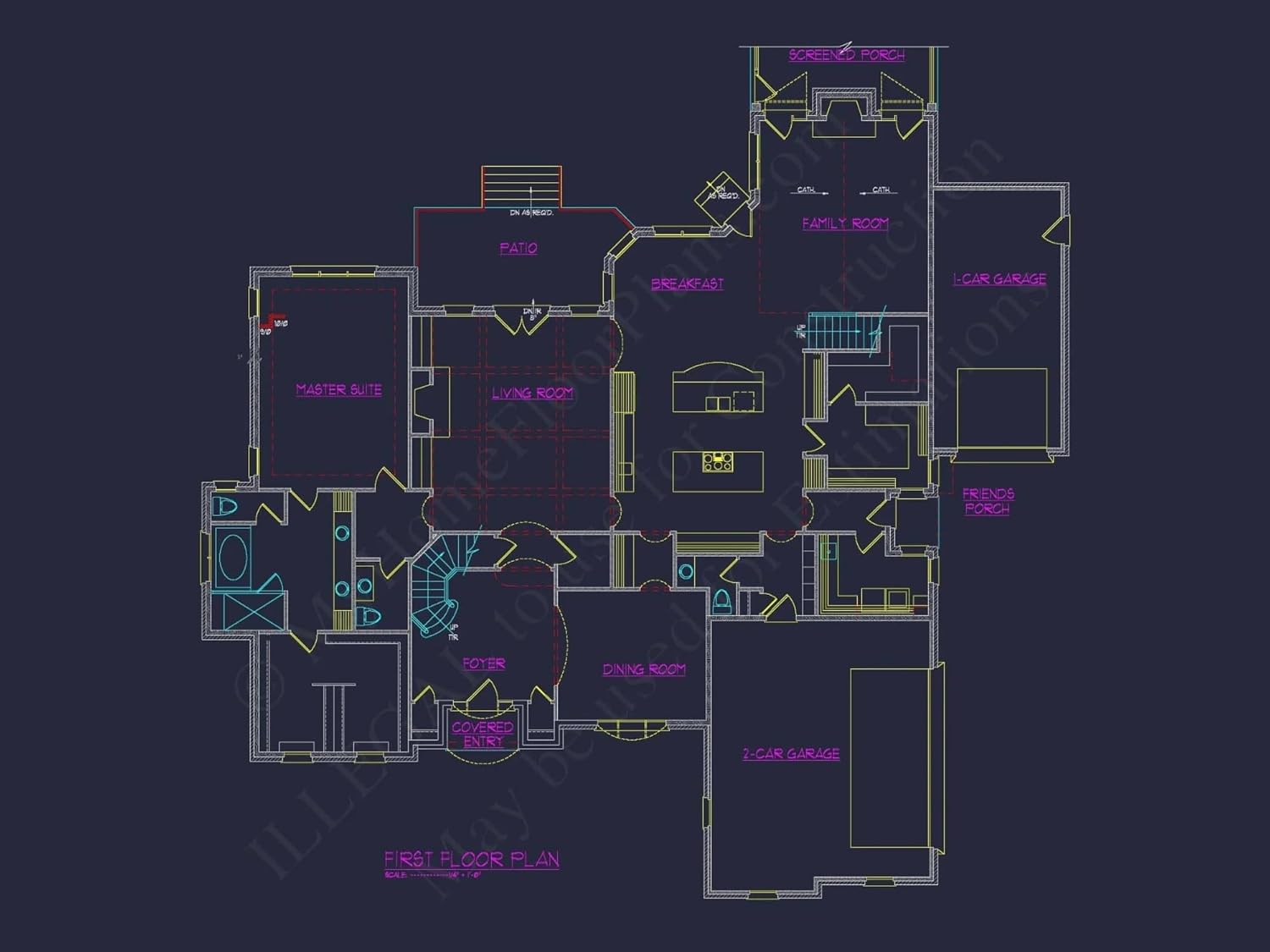 14-1468 House Plan - Elegant House Floor Plan: Architectural Designs with CAD Blueprint