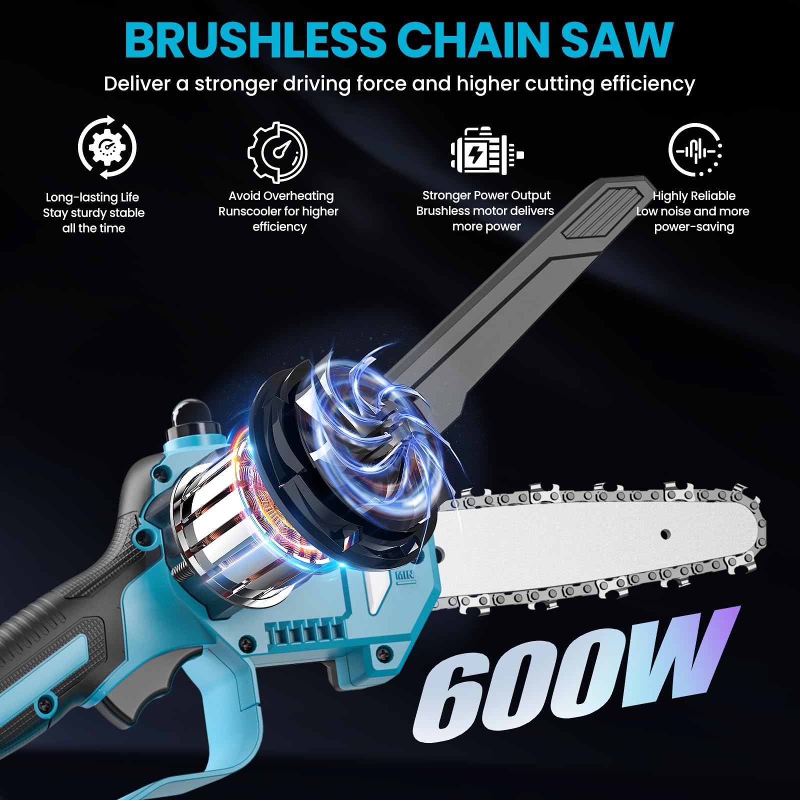 Podadora inalámbrica para Makita batería de 18 V, 6/8 pulgadas, sin escobillas, barra telescópica de 2 m, cabezal de motor inclinable 180°, velocidad de corte de 8 m/s (sin batería) (motosierra)