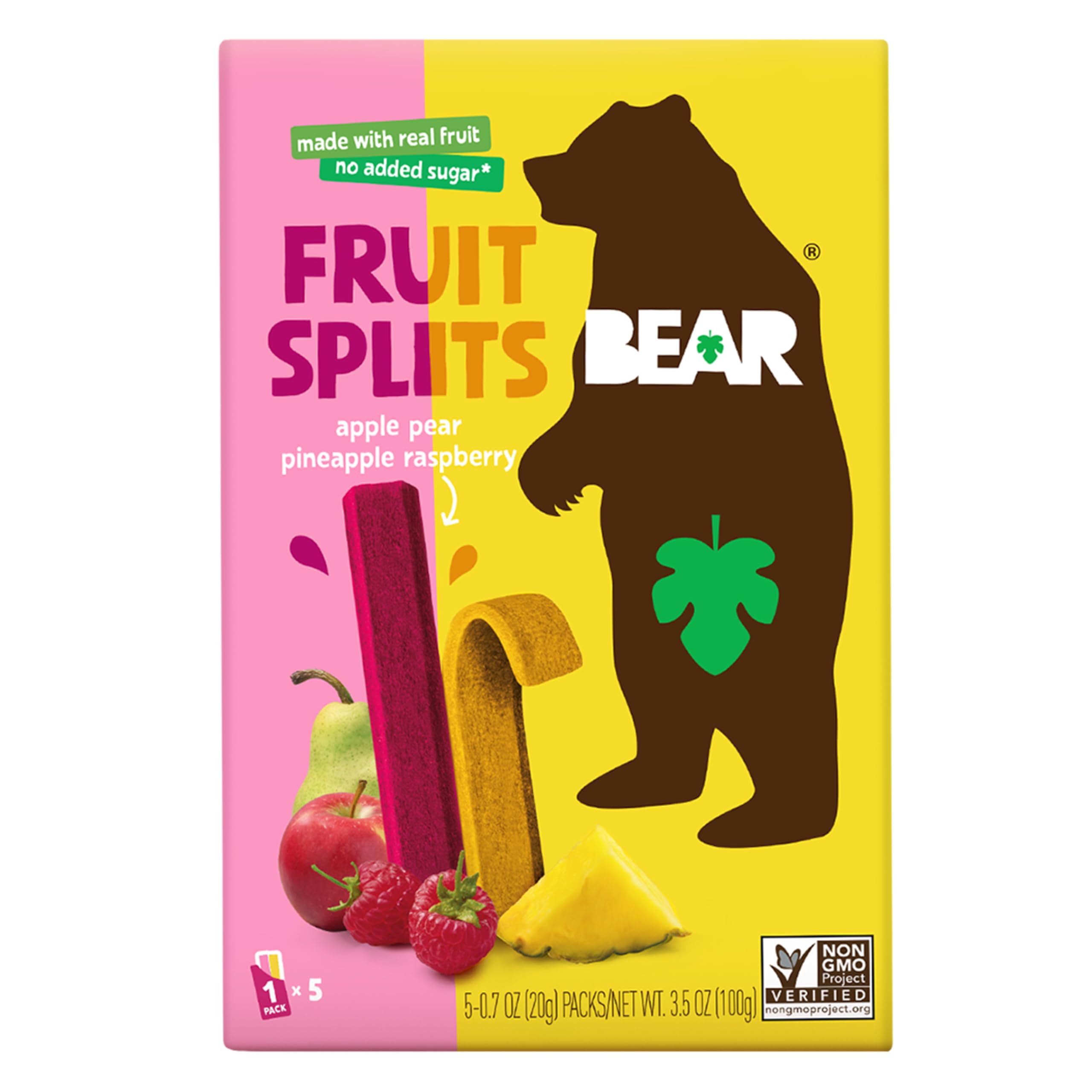 Bear, Fruit Splits Raspberry Pineapple, 3.5 Ounce