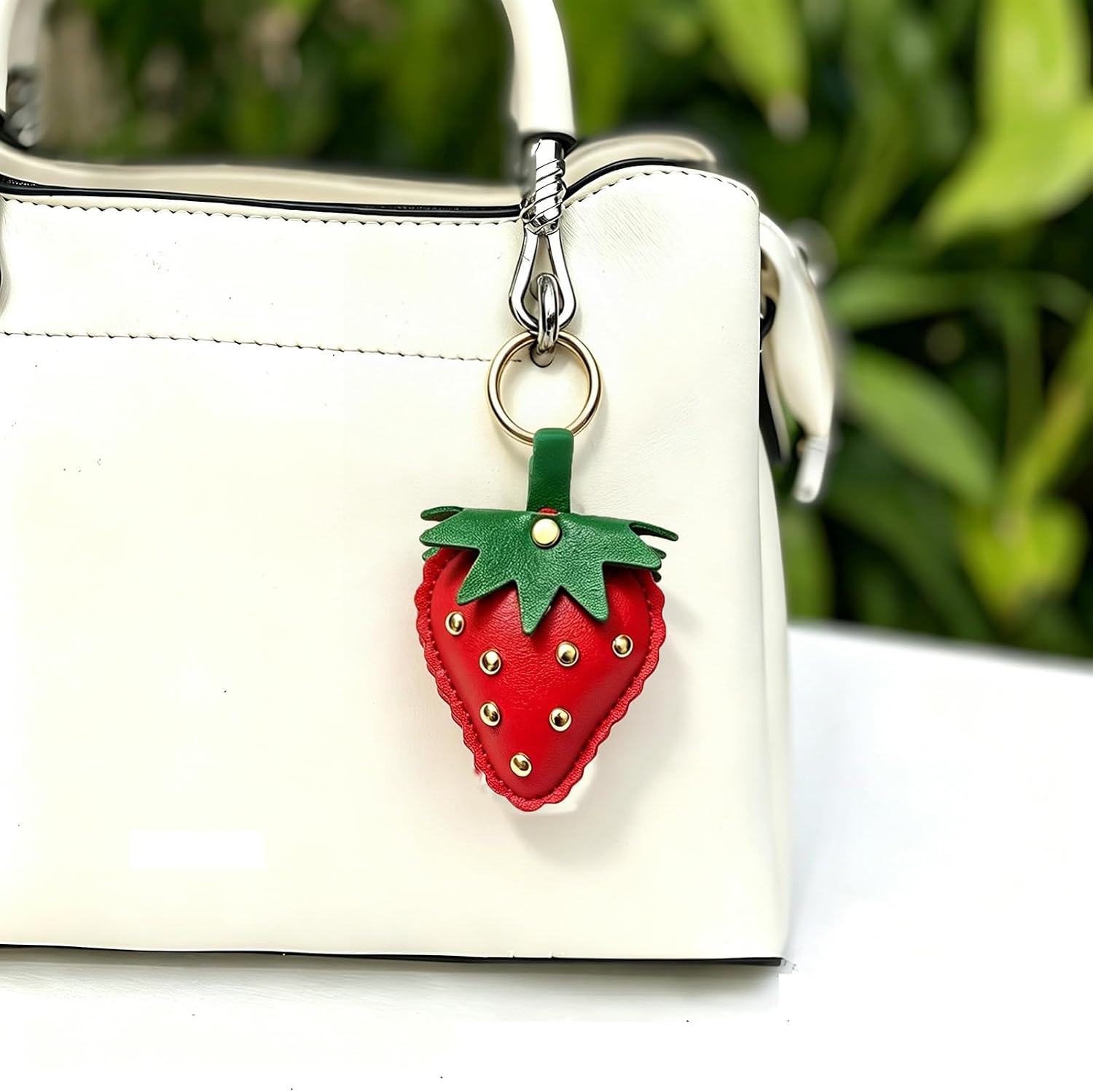 Leather Strawberry Keychain Red Fruit Bag Charm Handbag Accessories Kawaii Key Chain Gifts for Women image 4