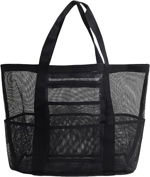 MUNKST, grande borsa tote in rete da piscina, borsa da spiaggia da donna con tasca impermeabile con cerniera, borsa essenziale per le vacanze estive, borsa da viaggio in famiglia - 1