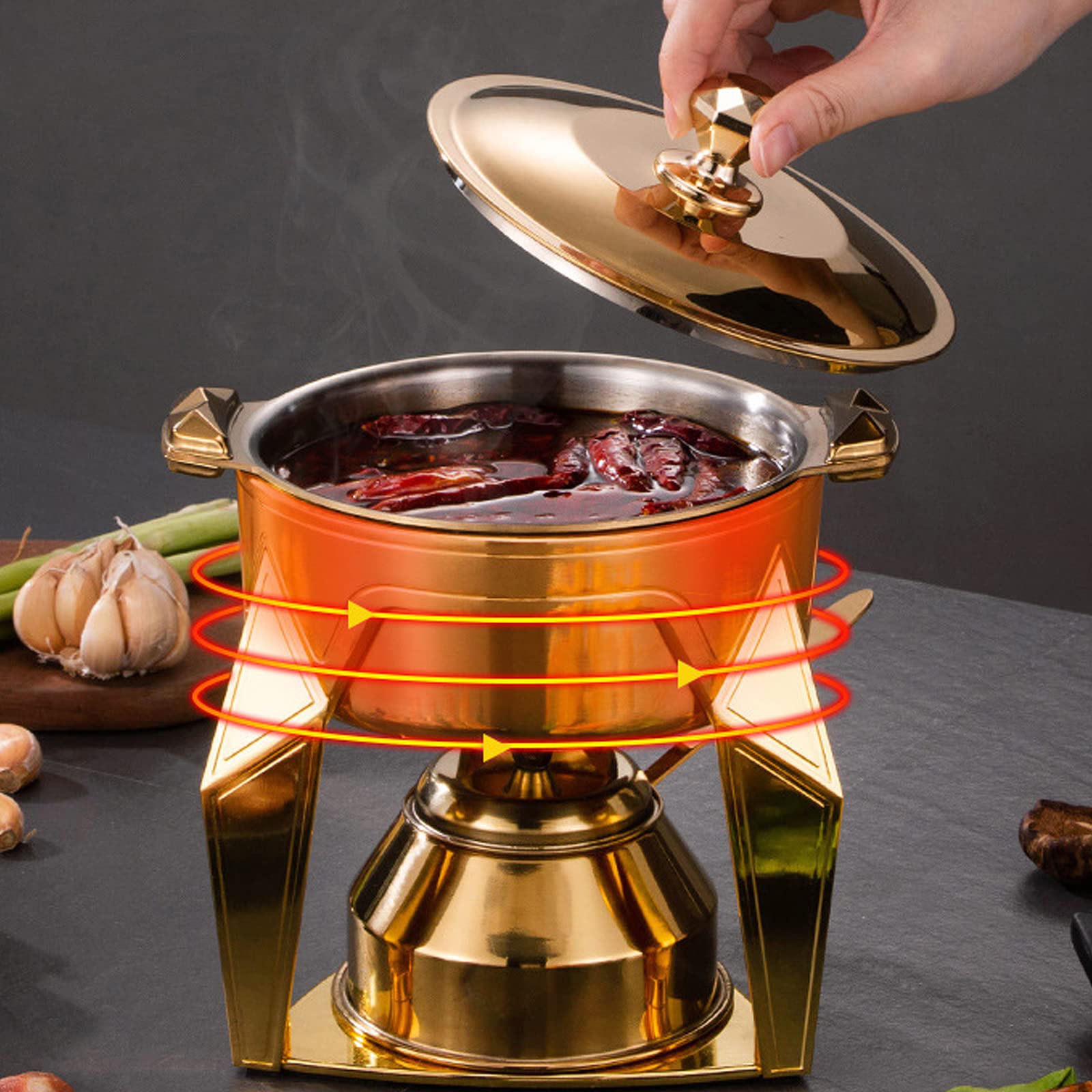 Juego De Utensilios Hornillos De Acampada, Hornillo De Alcohol Portátil, Mini Hornillo De Camping Acero Inoxidable, Cocina De Alcohol para Uso en Interiores Barbacoa, Picnic,Gold