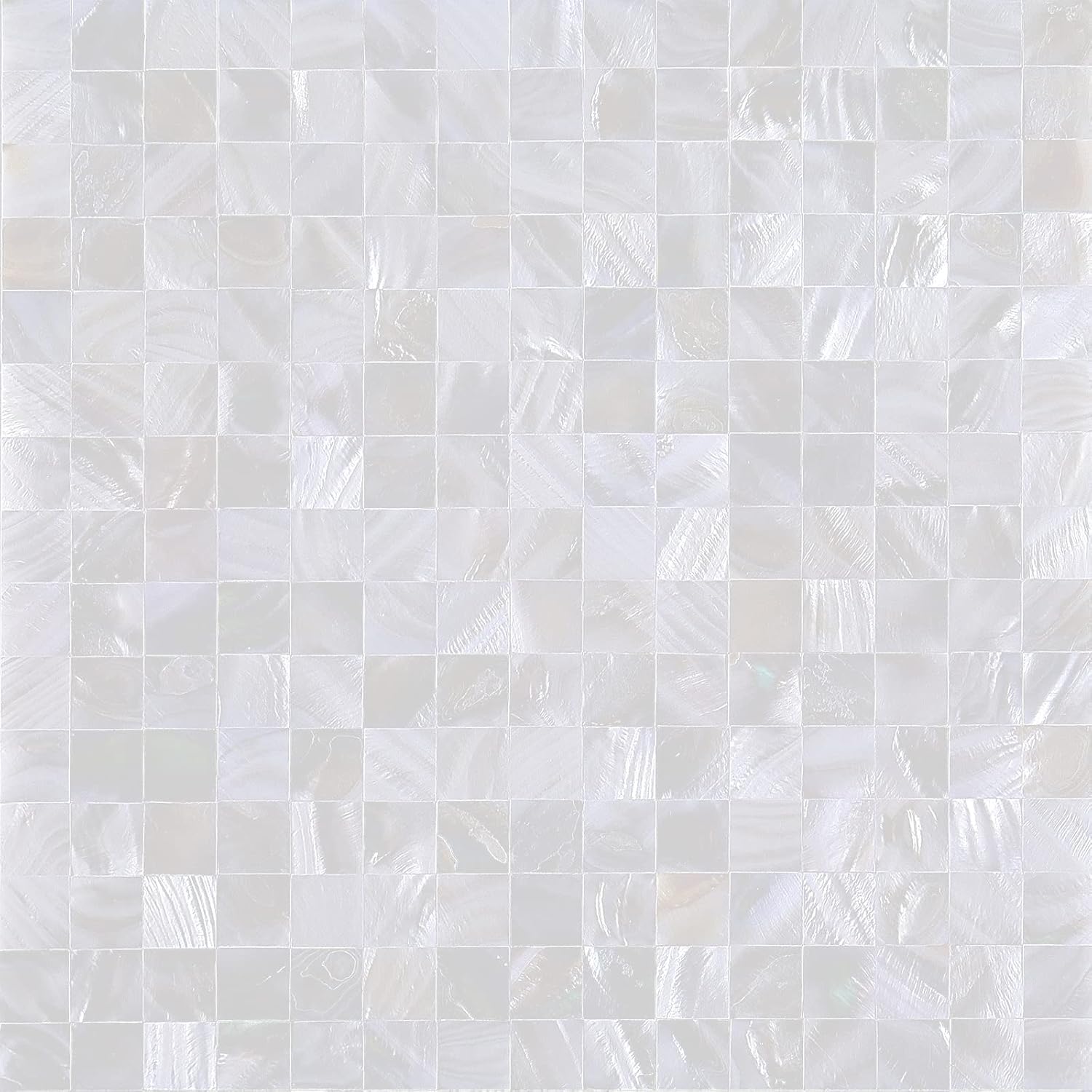 Mother of Pearl Peel and Stick Backsplash Tiles，12 in x 12 in Ivory White Self Adhesive Mosaic Shell Tiles for Kitchen, Bathroom Wall (6 Sheets, White Nature)