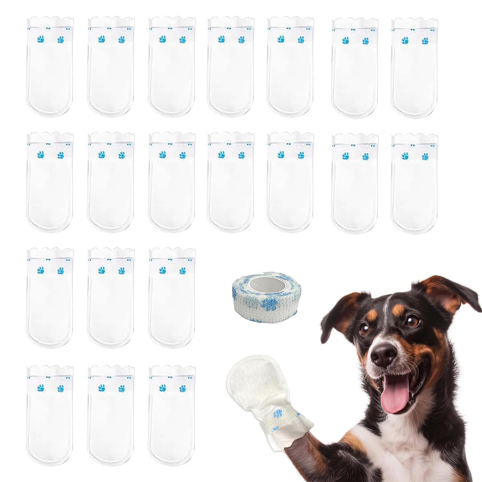 Dog Boots for Injured Paws - Waterproof Protectors & Socks to Stop Licking - Indoor & Outdoor Walking, white, small, medium