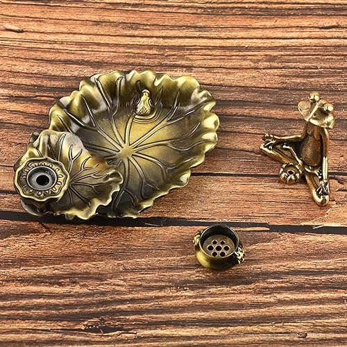 Miniatura 5 de Soporte de incienso de rana: soporte para quemador de incienso en cascada | Quemador de incienso de reflujo, soporte para palo de incienso con 7