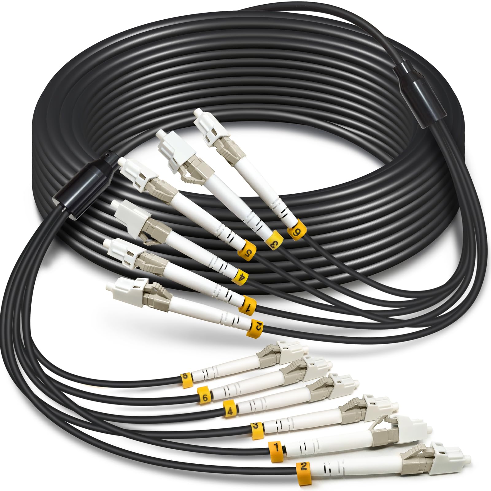 30 Metri 6 Core OM3 Multimode Industrial TPU LC a LC Outdoor Blindata Fibra Patch Cable, Sepoltura Diretta 6 Fili Cavo in Fibra Ottica, 10Gb Duplex 50/125um MMF LC-LC 6 Fibre
