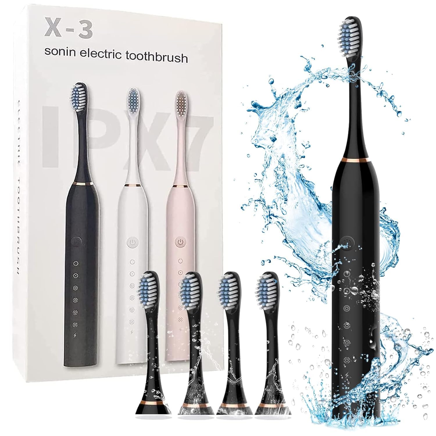Sonic Electric USB Rechargeable Brush | Ultrasonic Cleaning with 4 Brush Heads | 6 Modes & Smart Timer | IPX7 Waterproof for Adults & Kids-image-44