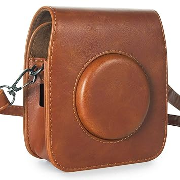 EpicGadget Classic Vintage PU Leather Compact Case Bag with Adjustable Shoulder Strap for Fuji Instax SQ10 Camera (Brown)