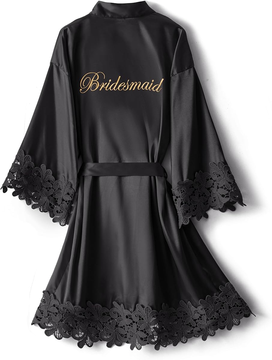 Batas de novia para mujer Albornoz de satén sedoso Bata kimono de dama de honor para novia | para fiesta nupcial preparándose regalos de boda