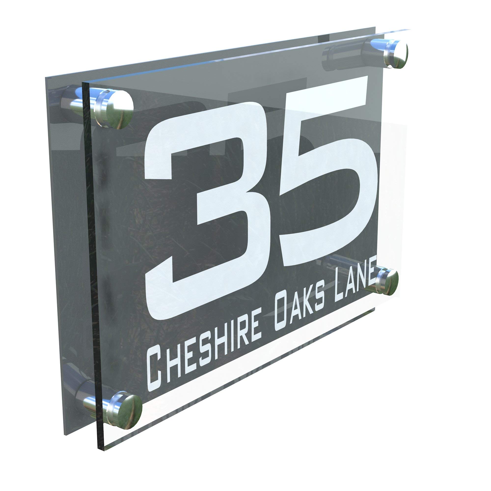 LARGE A4 Modern Perspex Steel Aluminium Perspex Acrylic House Number Wall Plaque Sign