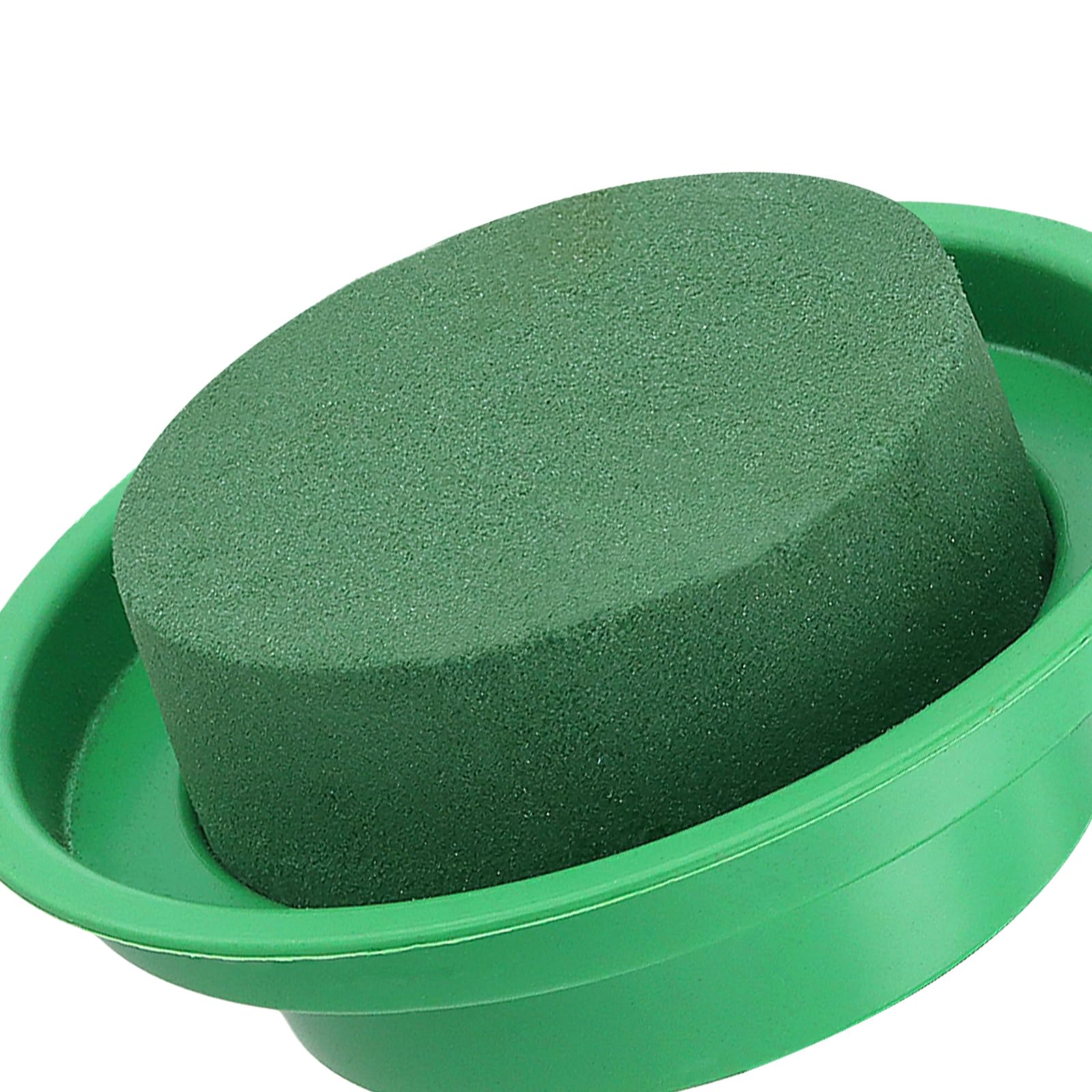 MUKSUET 16 Pack 3 In / 8cm Round Floral Foam with Bowl, Green Floral Foam, Flower Foam Block with Tray - Image 3