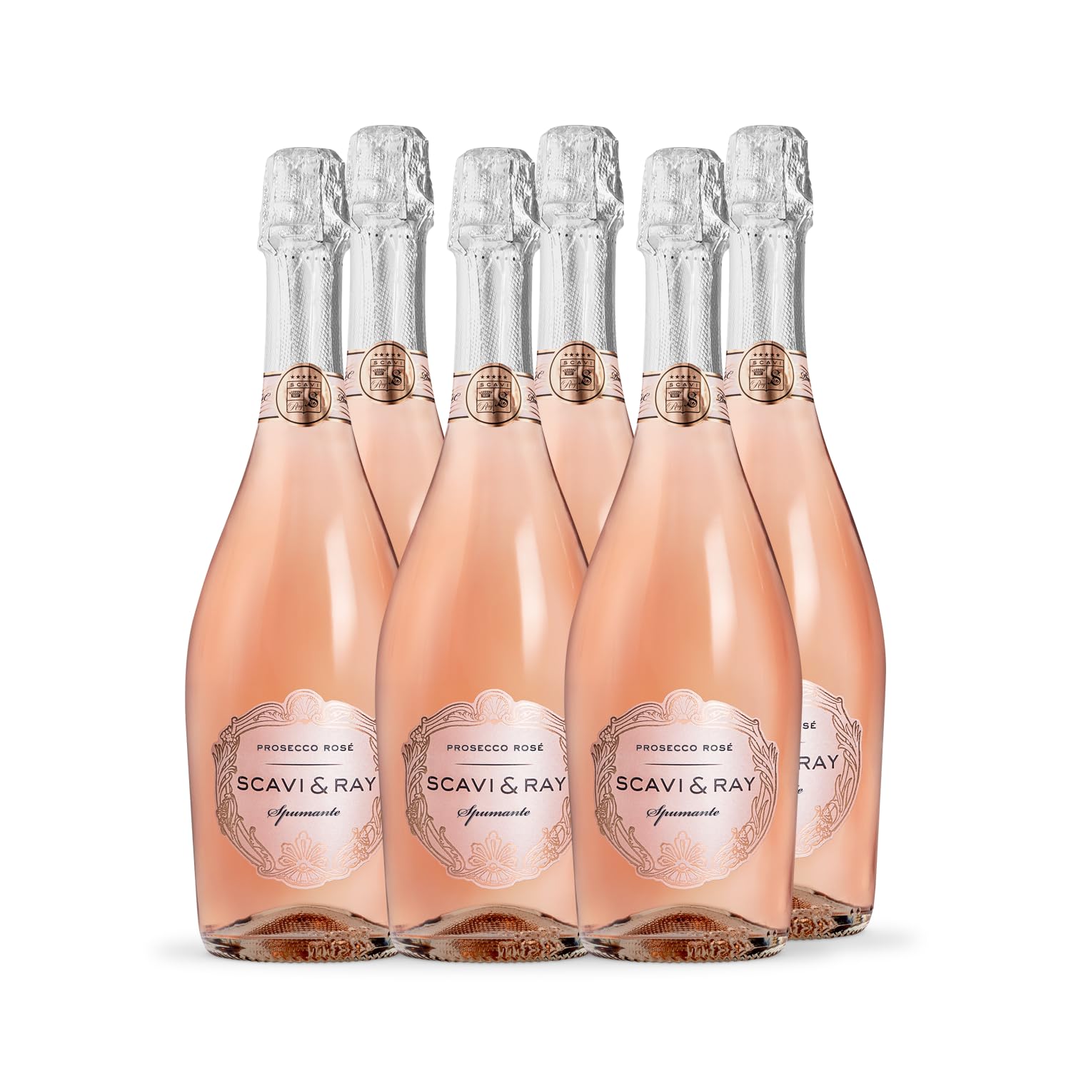 SCAVI & RAY Prosecco DOC Rosé Spumante extra trocken 6 x 0,75l, fruchtig frischer Schaumwein aus Italien, 11% Vol. Alkohol - perfekt für festliche Anlässe & Prosecco-Cocktails