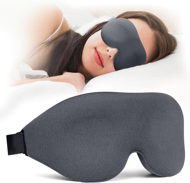 NEWVANGA Sleep Mask for Back and Side Sleeper, Travel Eye Cover, Grey | Block Out Light, 3D Night Blindfold, Zero Pressure Breathable, Lightweight Sleeping Eye Mask, Flight Naps shift Work Yoga