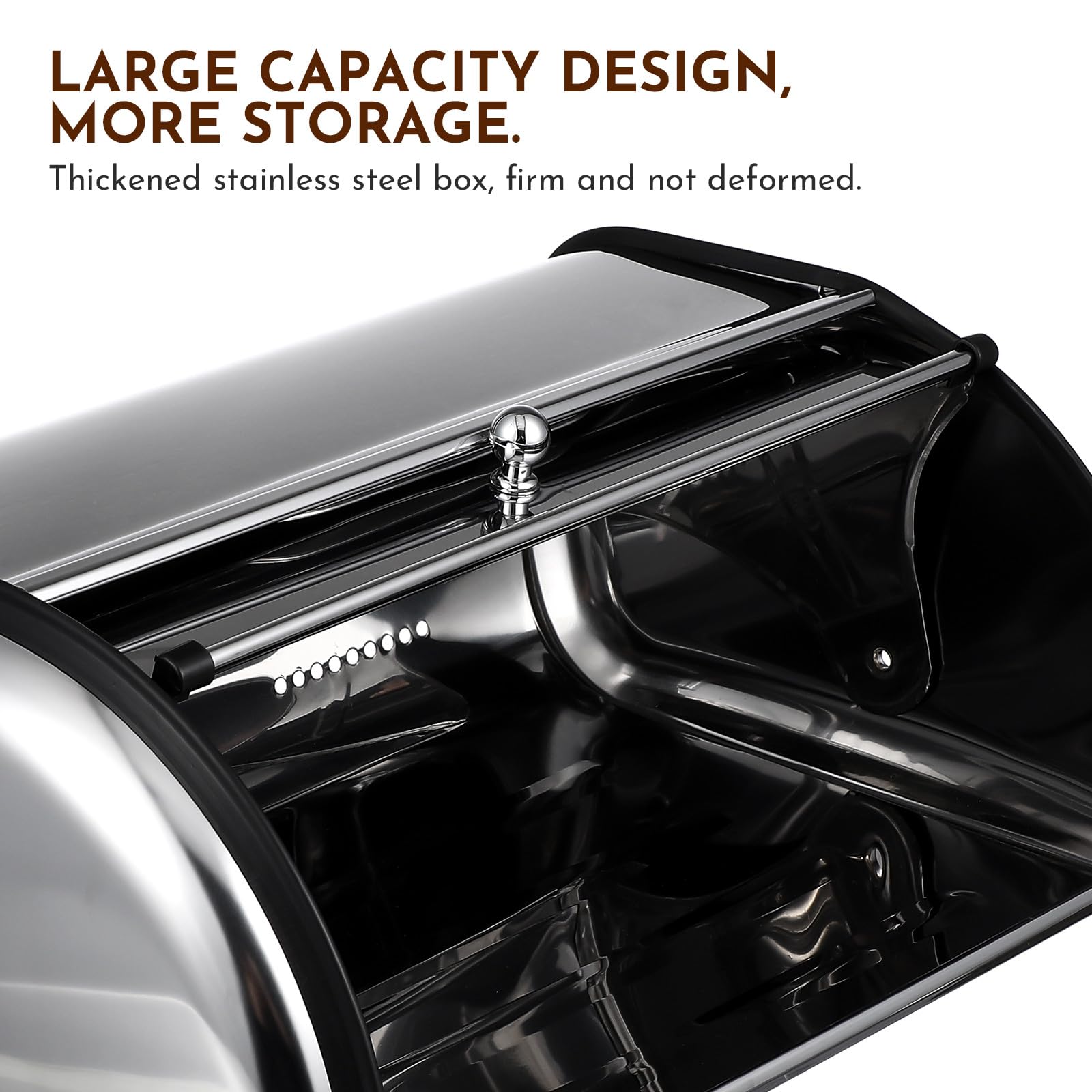 SHINEOFI Caja de Pan de Acero Inoxidable Pequeña Superficie Espejo para Cocina, Organizador de Pan Práctico y Contenedor de Alimentos para Hogar, Cafetería y Panadería