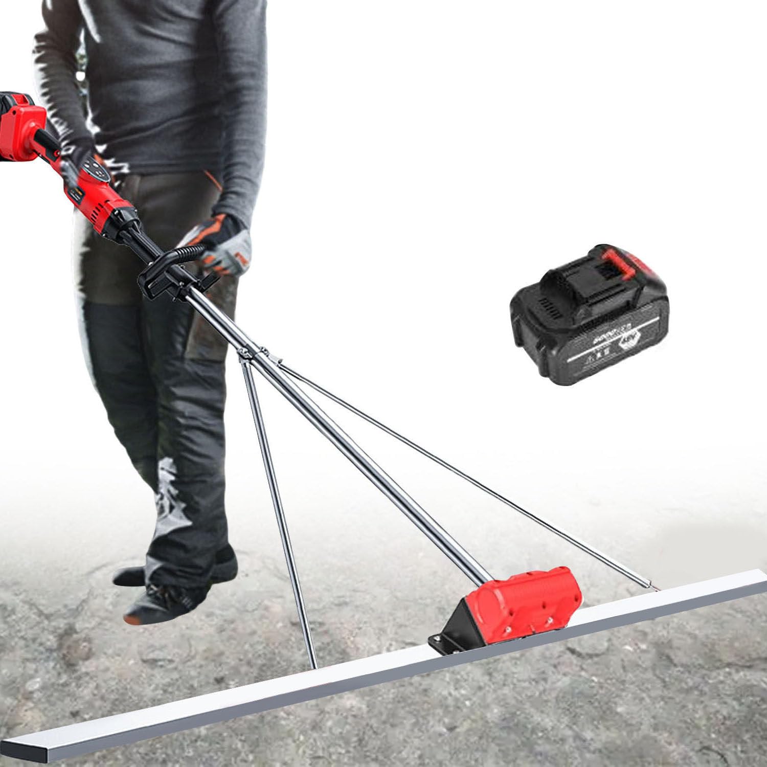Kit vibrante per massetto in calcestruzzo, strumento di finitura da 1,5 m con batteria da 6000 mAh per livellamento e vibrazione efficienti del cemento