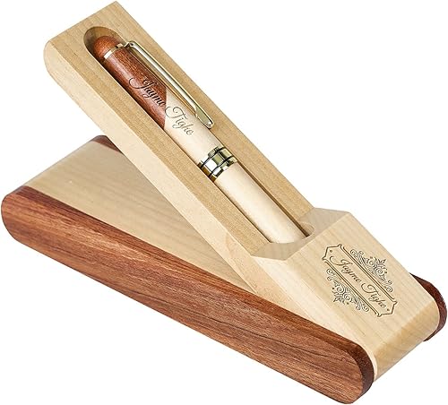 Miniatura 9 de Conjunto de pluma de madera grabado personalizado, pluma ejecutiva y caja con personalización libre, bolígrafo con estuche para regalo (E)