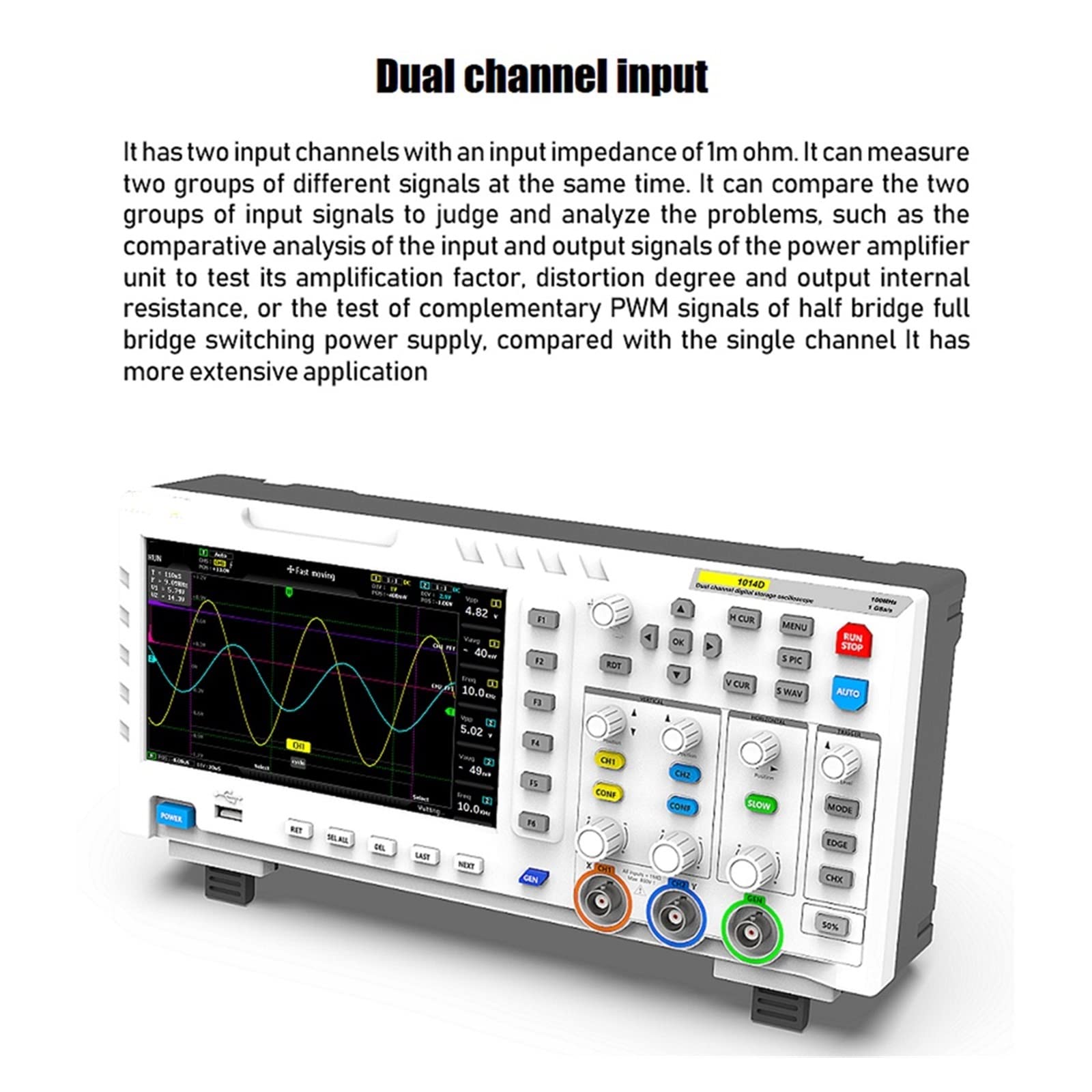 Oscilloscope Numérique 1014D Générateur De Signal D'entrée Double Canal 2 En 1 100MHz * 2 Bande Passante Analogique 1GSa/s Taux D'échantillonnage