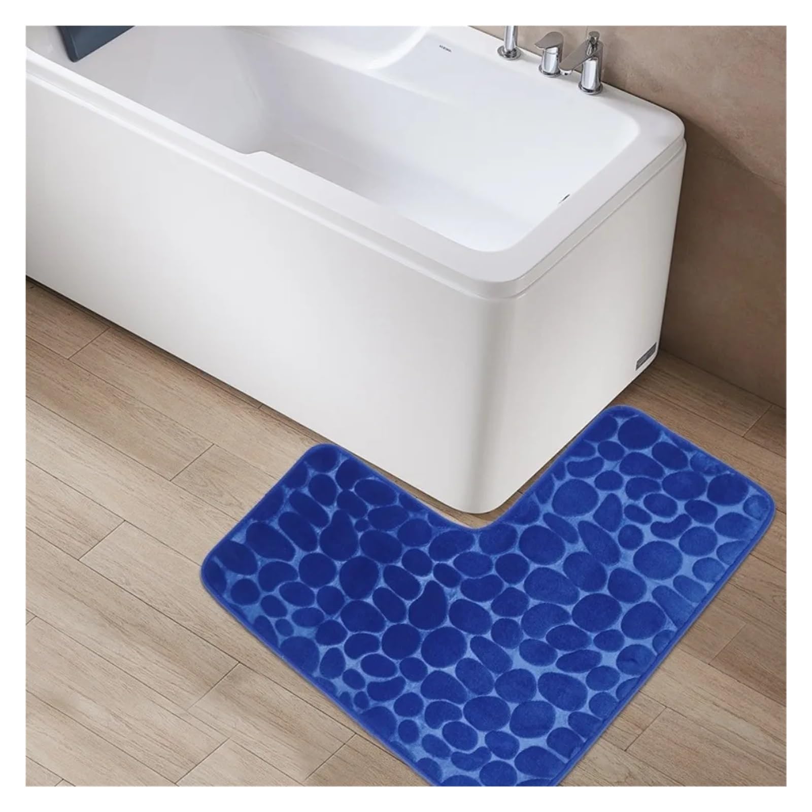 Tappeto da bagno a forma di L, tappetino antiscivolo, doccia angolare, morbido e assorbente, in cotone, tinta unita Tappetino da Bagno a Forma di L(Grey)