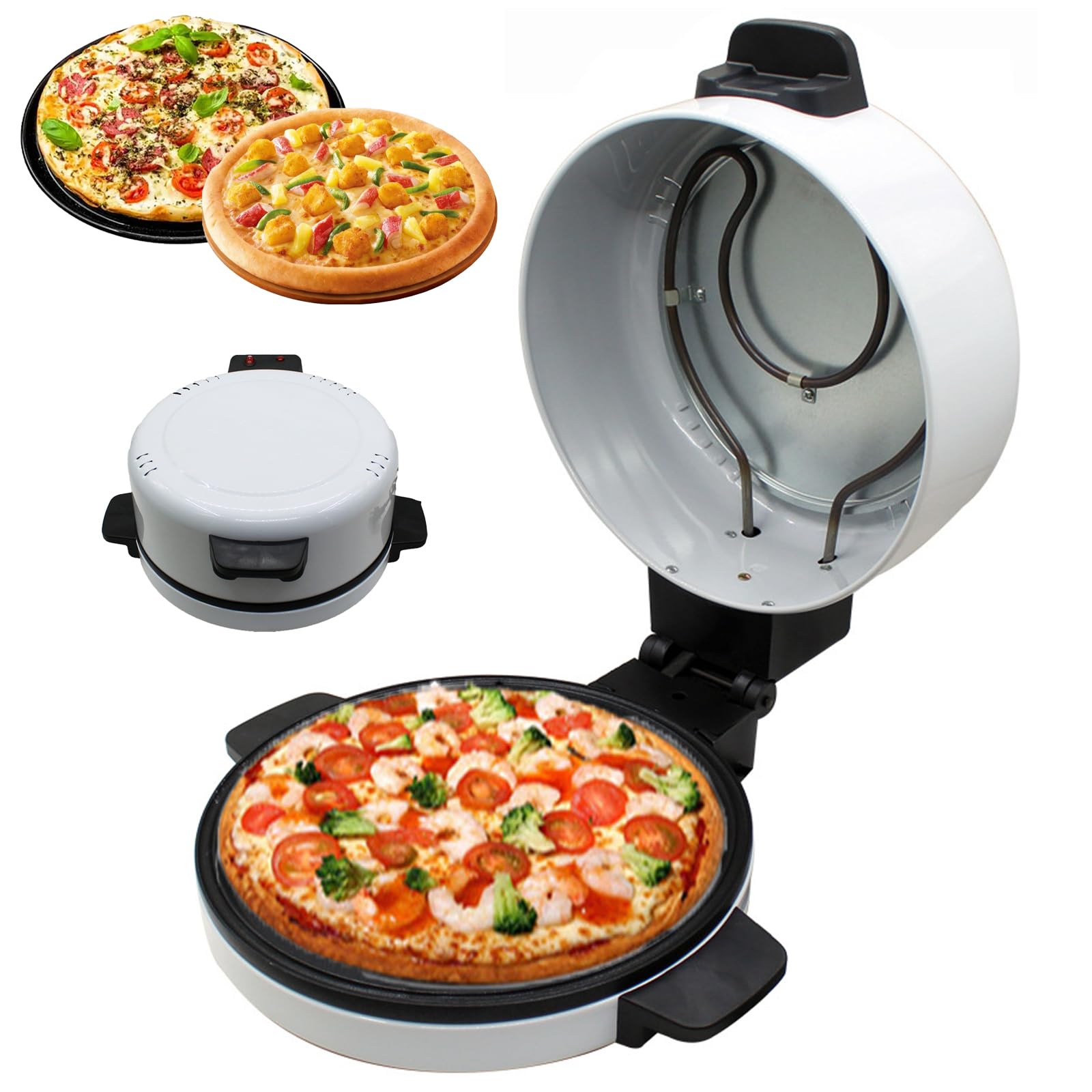 Elektrischer Pizzamaker mit großem Backgeschirr und mehrschichtiger Heizung für hausgemachte Pizza und mehr