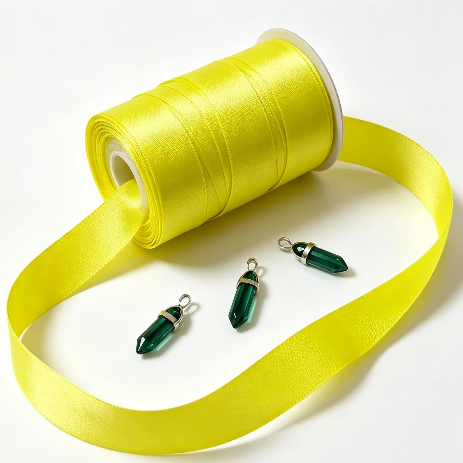 21. Fresh Floral Arrangement Decor with Sunny Yellow Streamers and Lush Green Crystals for Garden Arrangements