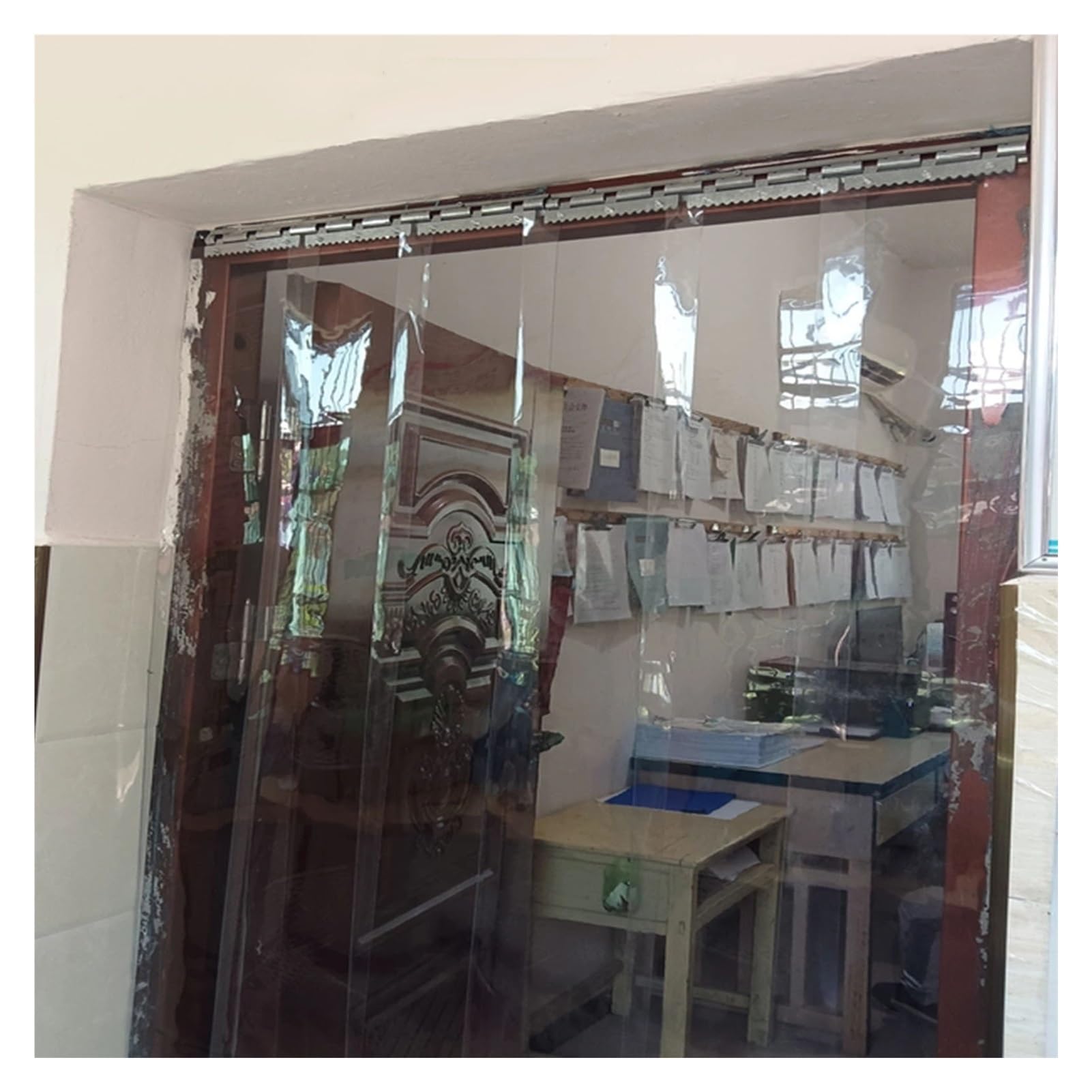 Przezroczysta zasłona w pionowe paski - odporna na warunki atmosferyczne na zewnątrz na balkon i patio - wodoodporny panel markizy (0,9 x 2,8 m)