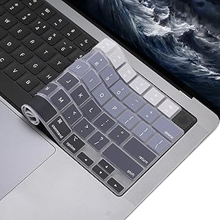 Silicone Keyboard Cover Skin for MacBook Air 15 inch A2941 M2 Chip & 13.6" A2681 Released in 2023 Liquid Retina Display & Touch ID Non-Slip Protector Accessory US Layout (Gradient Gray)