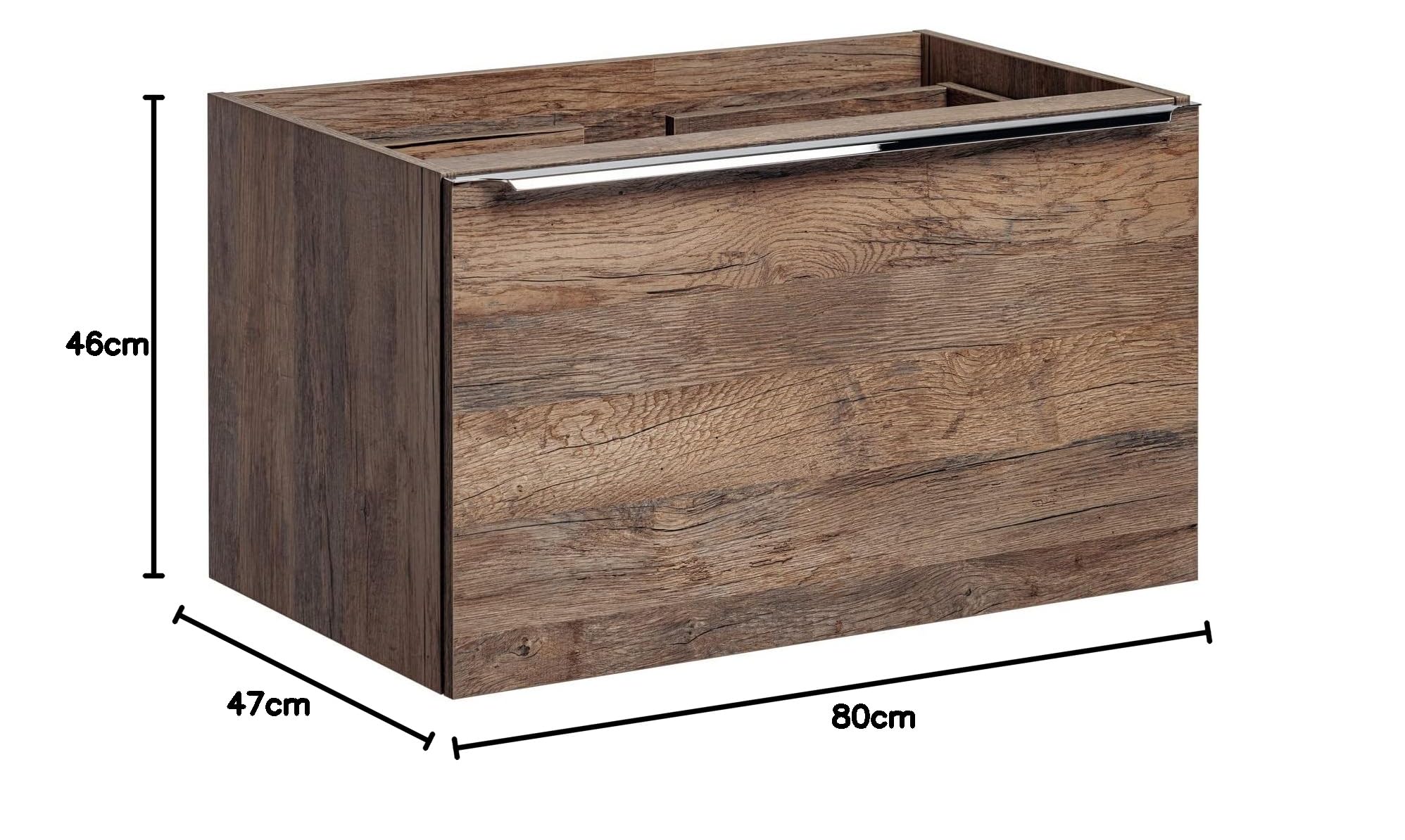 Mebel umywalkowy 80 cm Santa FE Oak, Mebel umywalkowy z blatem, wiszące meble łazienkowe, Nowoczesne meble łazienkowe, kolor dąb Santa fe (bez blatu roboczego)