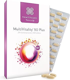 Healthspan Multivitamin 50 Plus (180 Tablets) | Advance Multivitamin for over-50's | Immune Health Support | 13 Vitamins & 12 Minerals | Ginkgo Biloba & Citrus Bioflavonoids | Vegetarian