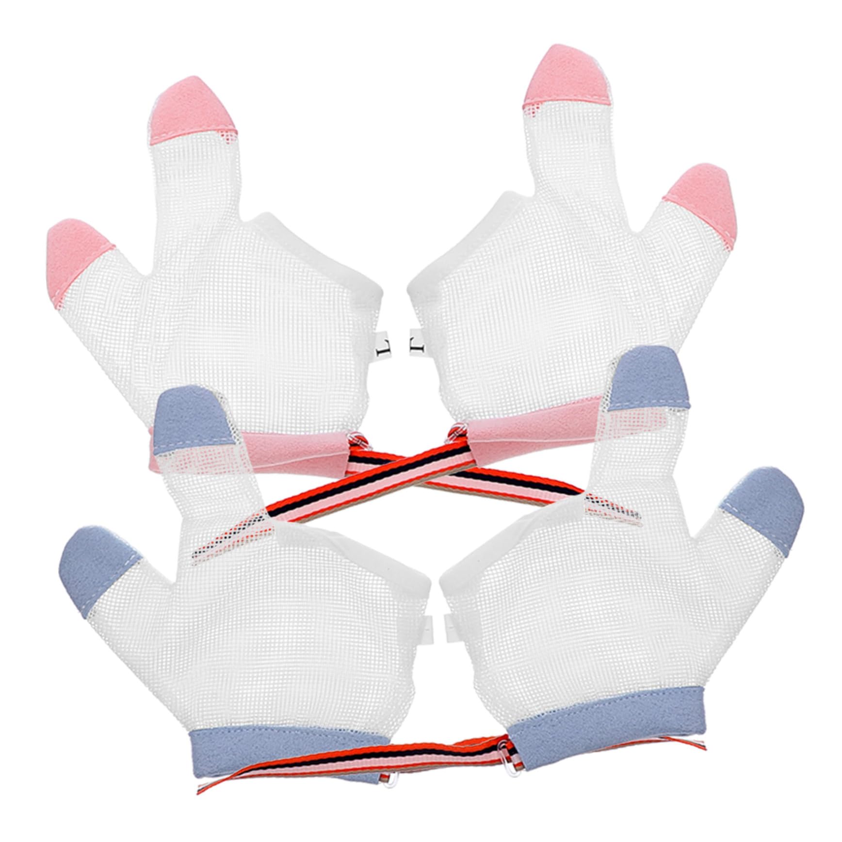 ERINGOGO 2 Pairs Ring Biting Gloves Finger Protective Glove Kids Finger Thumb Guard Stop Sucking Gloves Mini Cocktail Glasses Infant Mittens Tools Corrective Artifact Baby Breathable Net