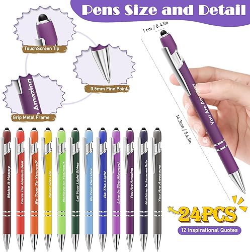 Miniatura 3 de Juego de 48 bolígrafos motivacionales a granel y bloc de notas, cuadernos inspiradores y bolígrafos con punta de lápiz capacitivo, bolígrafos de