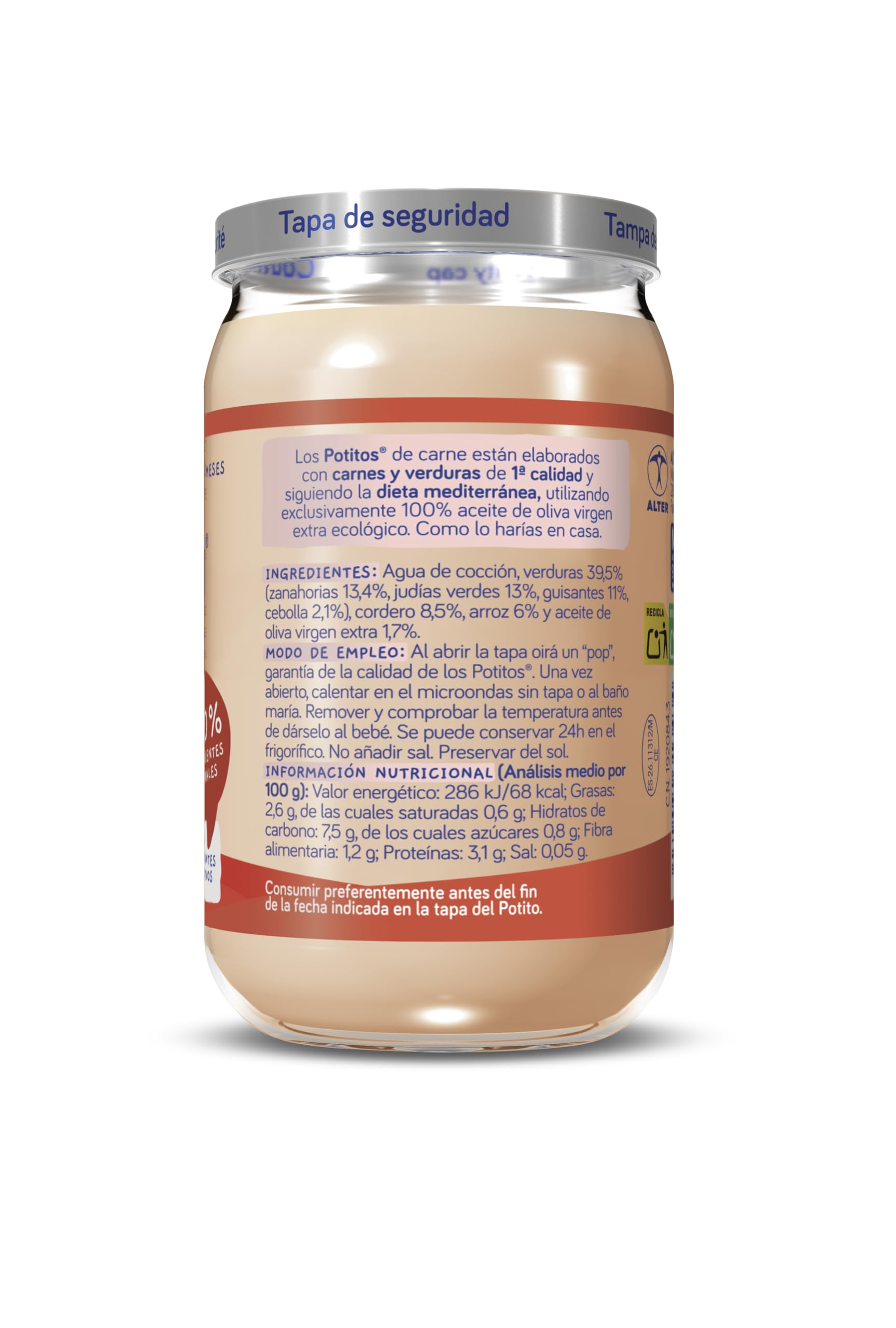 Nutribén Potitos De Menestra De Cordero Pack 6 x 235g Desde los 6 Meses