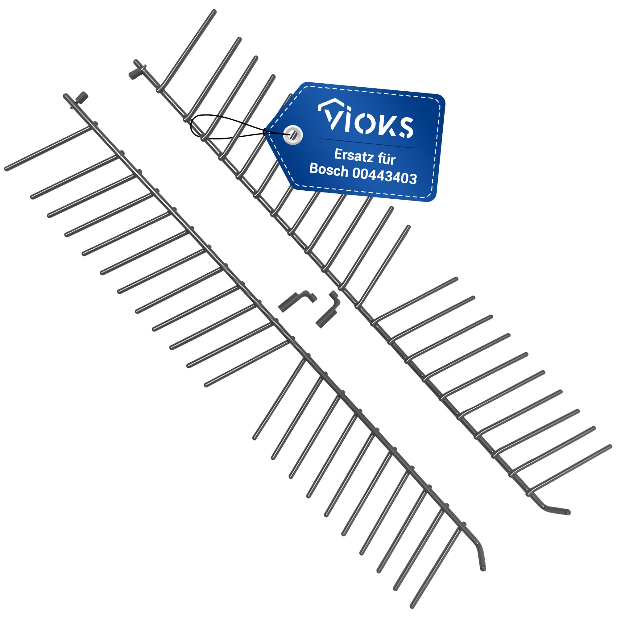 VIOKS Unterkorbeinsätze für Teller Geschirrspüler Ersatz für Bosch 00443403 | Tellerhalter Korbeinsatz, Ersatz für Küppersbusch 435234, 2 x 22 Stacheln Klappbar, für Unterkorb Geschirrkorb Spülmaschine