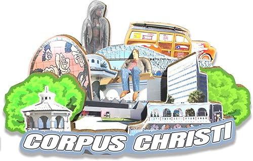 Imán de madera para nevera, diseño de Corpus Christi de Estados Unidos, monumentos en 3D, recuerdos coleccionables, decoración hecha a mano