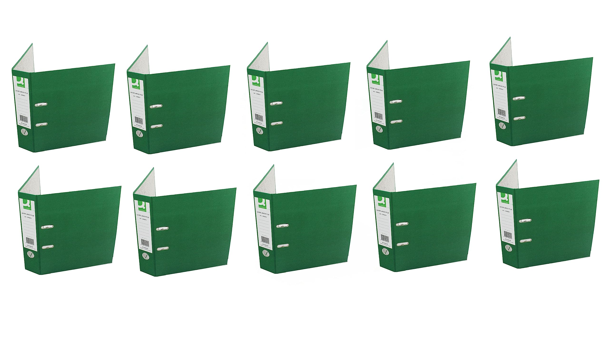 Q-Connect Lever Arch File Paperbacked A4 Green (Pack of 10)